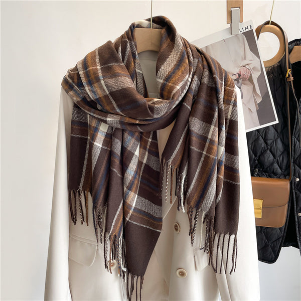 Cashmere Faux Cashmere Scarf Winter Plaid All Match