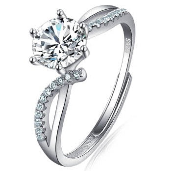 Platinum Diamond Ring Moissanite Ring D Color 1 Carat Opening