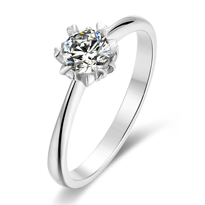 Moissanite Ring Straight Arm Snowflake 50 Points Simple And Sweet