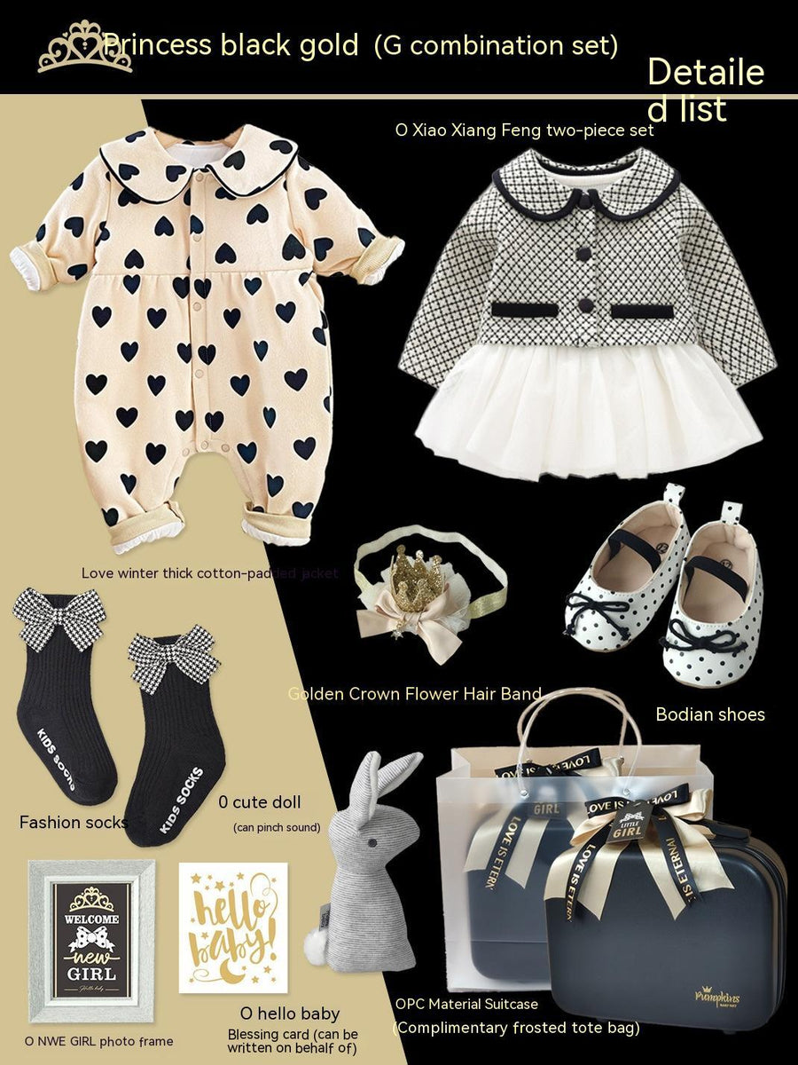 Baby Gift Package Little Princess Black Gold Dress Polka Dot Set