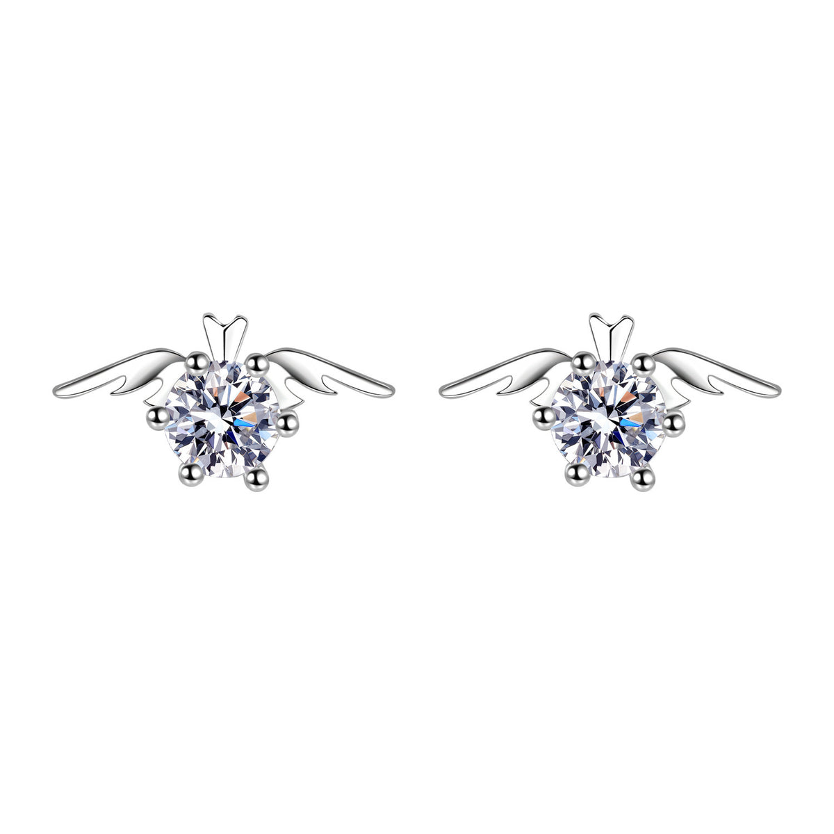 Moissanite Angel Wings 1 Karat 50 Points S925 Silver Stud Earrings