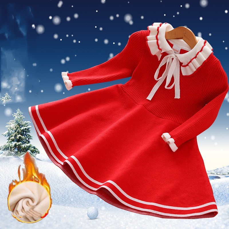 Plus Fleece Warm Princess Skirt Girls Cute Fashion Dress