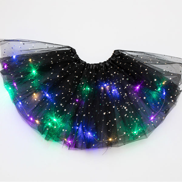 Magical & Luminous  LED Princess Halloween Tutu Skirt Sequins Shiny Skirt