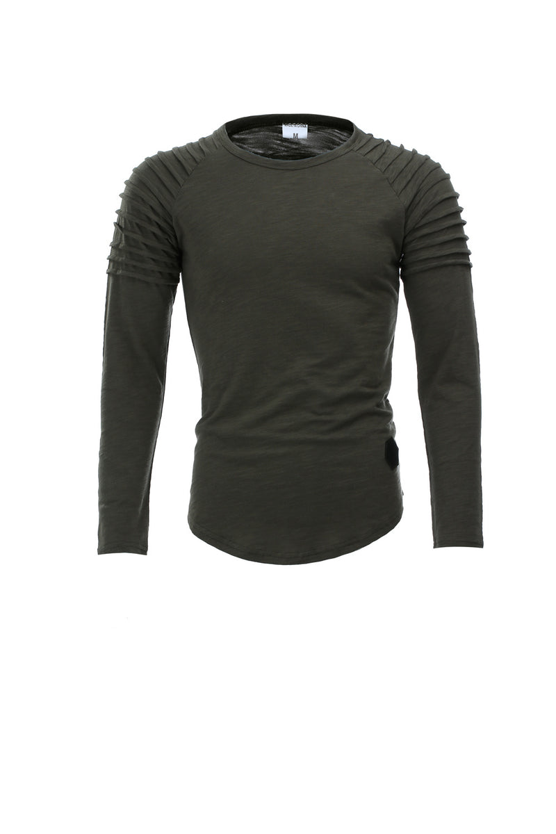 Round Neck Solid Color Long Sleeve T-Shirt