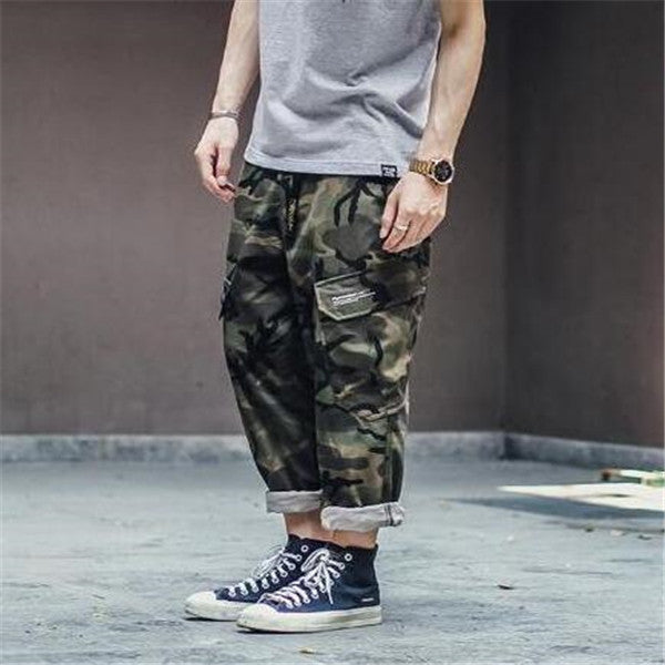 Men Fashion Streetwear Pants Mens Jogger Camo Harem Pants Street Style Youth Casual Camouflage Slim Fit Ankle Trousers Male