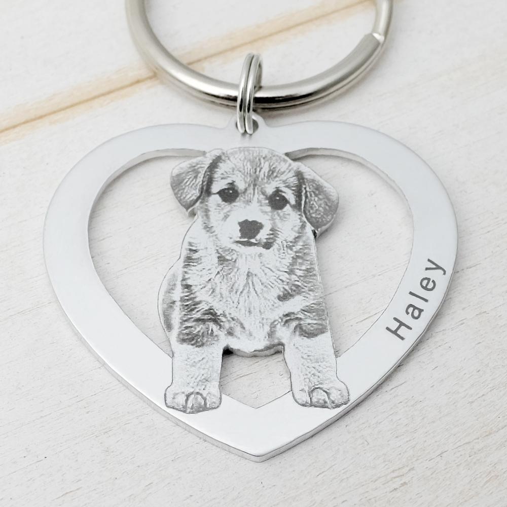 Custom Keychain Picture Keyring Dog Photo  Pet Memo