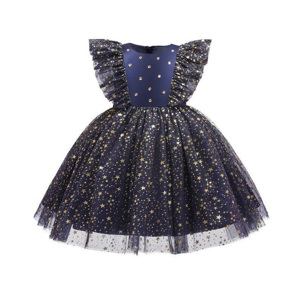 Bright Star Mesh Flounced Sleeve Baby Girl Pettiskirt