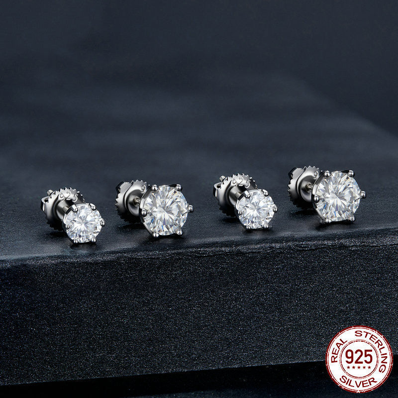 Fashion Six-claw Moissanite Stud Earrings