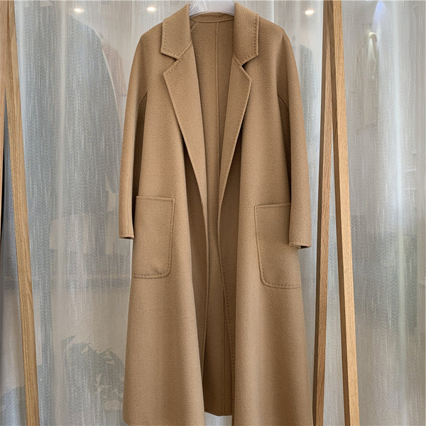 Water Ripple Cashmere Women's Long Reversible Cashmere Coat