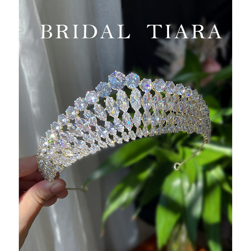 Full Diamond Super Flash Zircon Crown Headdress Queen Headband