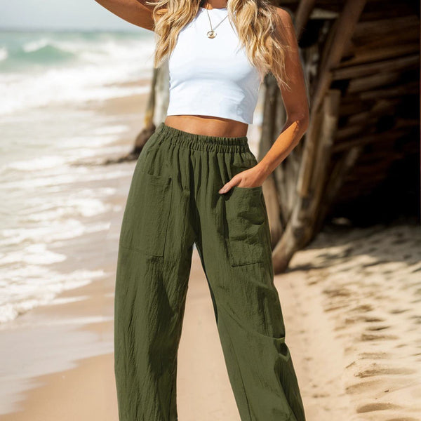 Women's Cotton And Linen Casual Pants Vacation Style