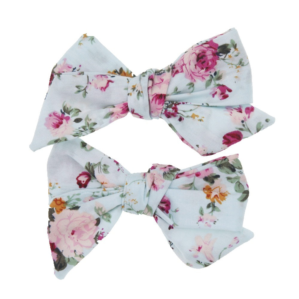 Baby Children's Cloth Soft Nylon Bow Barrettes Two-piece Set