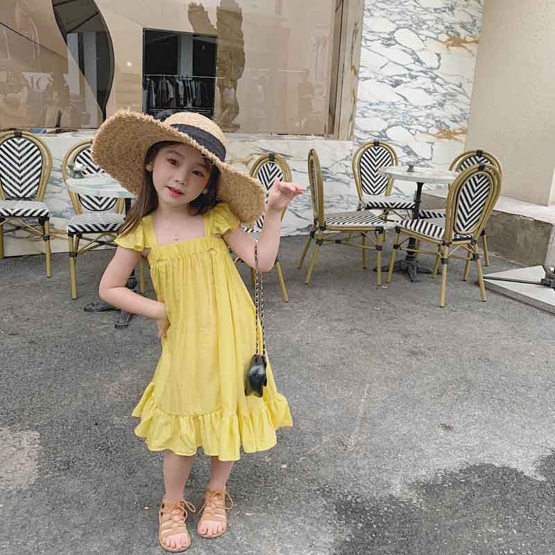 Children''s sweet flying sleeve dress