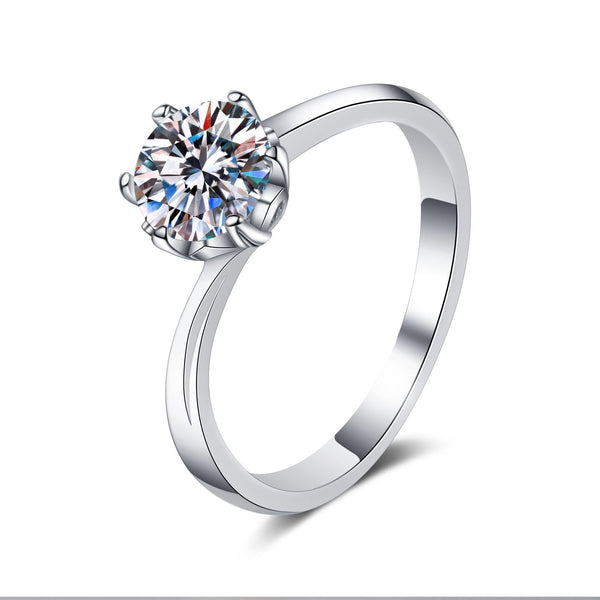 Women's Sterling Silver Gold Plated Moissanite Ring