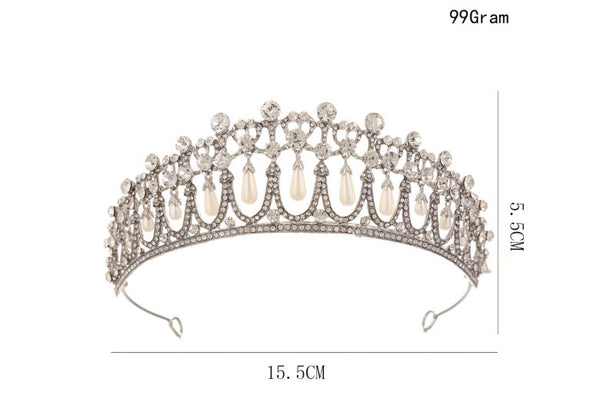 Gorgeous Pearl Crown Fashion Crystal Inlaid Headband Crown Bridal Crown