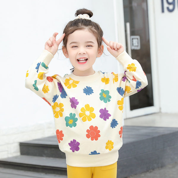 Children's Clothing Girls' Round Neck Sweater Baby Girls' Western Style Pullover