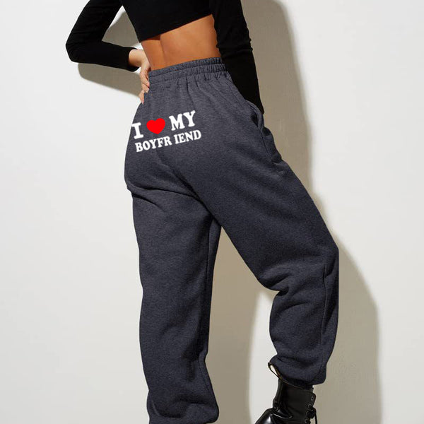 I Love MY BOYFRIEND Printed Trousers Casual Sweatpants Men And Women Sports Pants