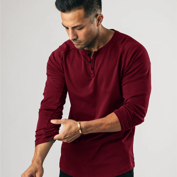 Buttoned Long Sleeve Sports T-Shirt Bottoming Shirt