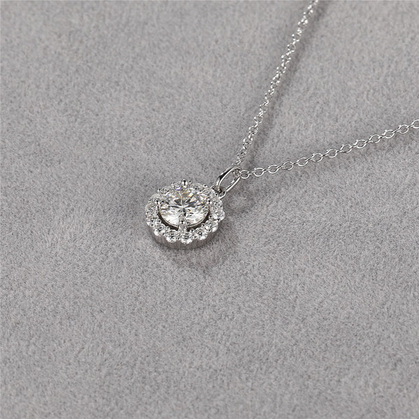 1 Karat Moissanite Pendant Round Bag Necklace