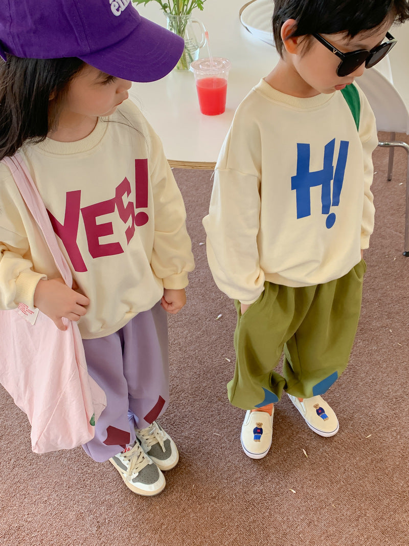 Round Neck Letter Baby Long Sleeve Western Pullover Brothers And Sisters Clothing