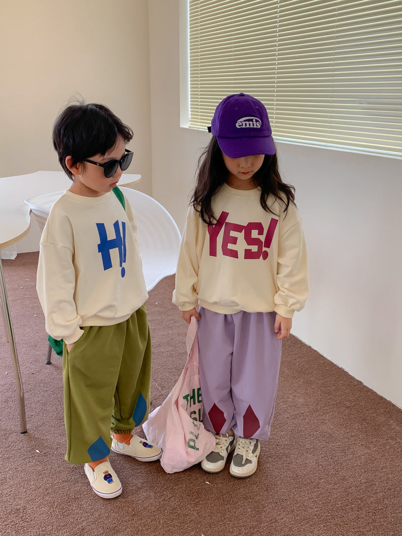 Round Neck Letter Baby Long Sleeve Western Pullover Brothers And Sisters Clothing