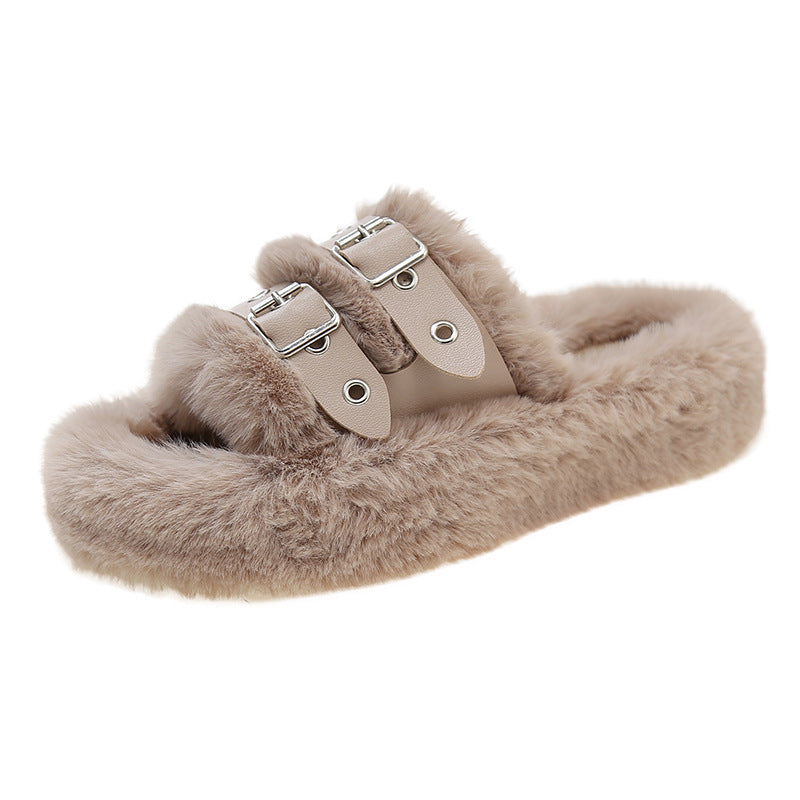 Home Platform Slippers Women's Belt Buckle