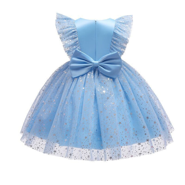 Bright Star Mesh Flounced Sleeve Baby Girl Pettiskirt