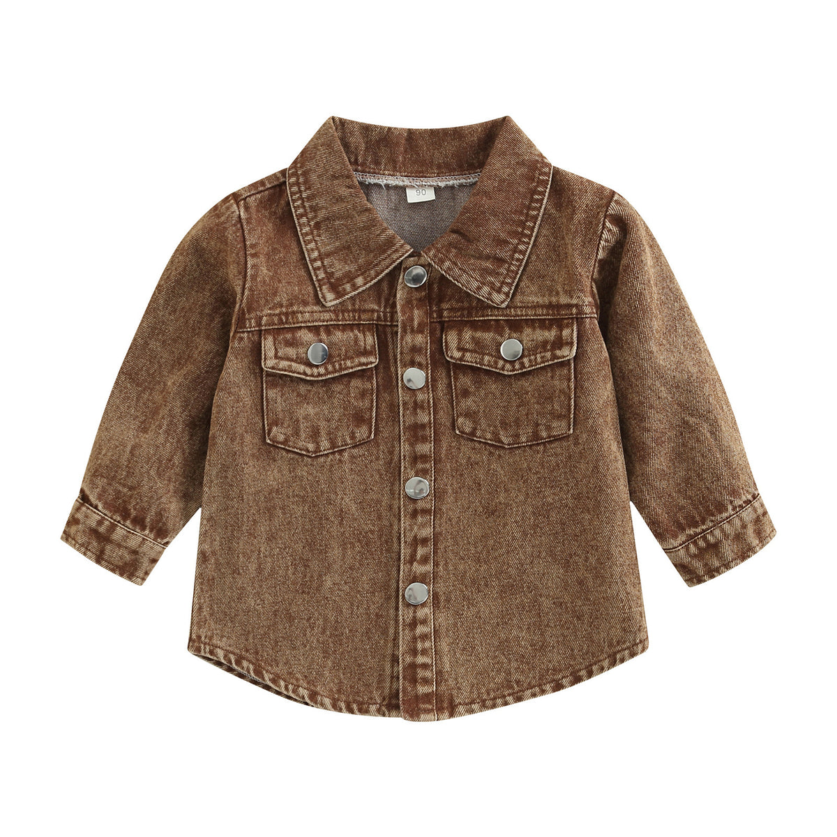 Autumn New Kids' Overcoat Boys Girls Toddlers Casual Solid Color Long Sleeve Lapel Denim Shirt Jacket