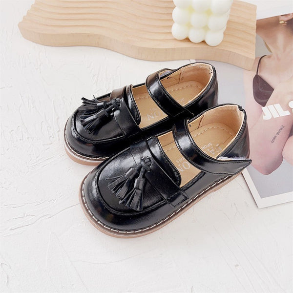 British Style Little Girl Leather Shoes Soft Bottom Baby Doug Single-layer Shoes Female