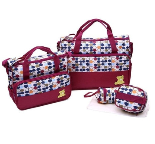 Mommy Bag Multi-functional Flower Scallop Size Five-piece Set Mommy Bag Portable