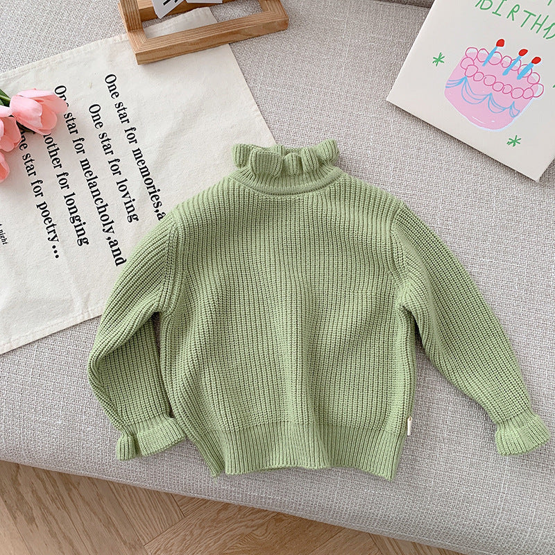 Autumn And Winter Children's Clothing Baby Solid Color Knitwear Children Half Turtleneck Bottoming Shirt