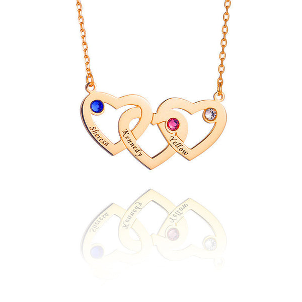 Sterling Silver Triple Heart Inlaid Zircon Necklace