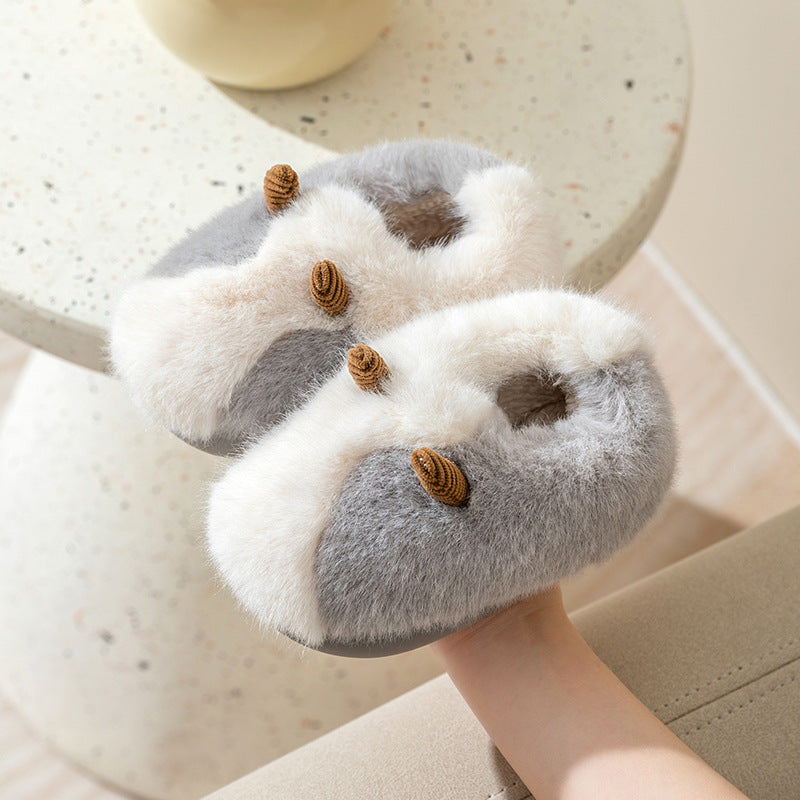 Children's Slippers Cotton Winter Fleece-lined Non-slip Baby Cotton Slippers