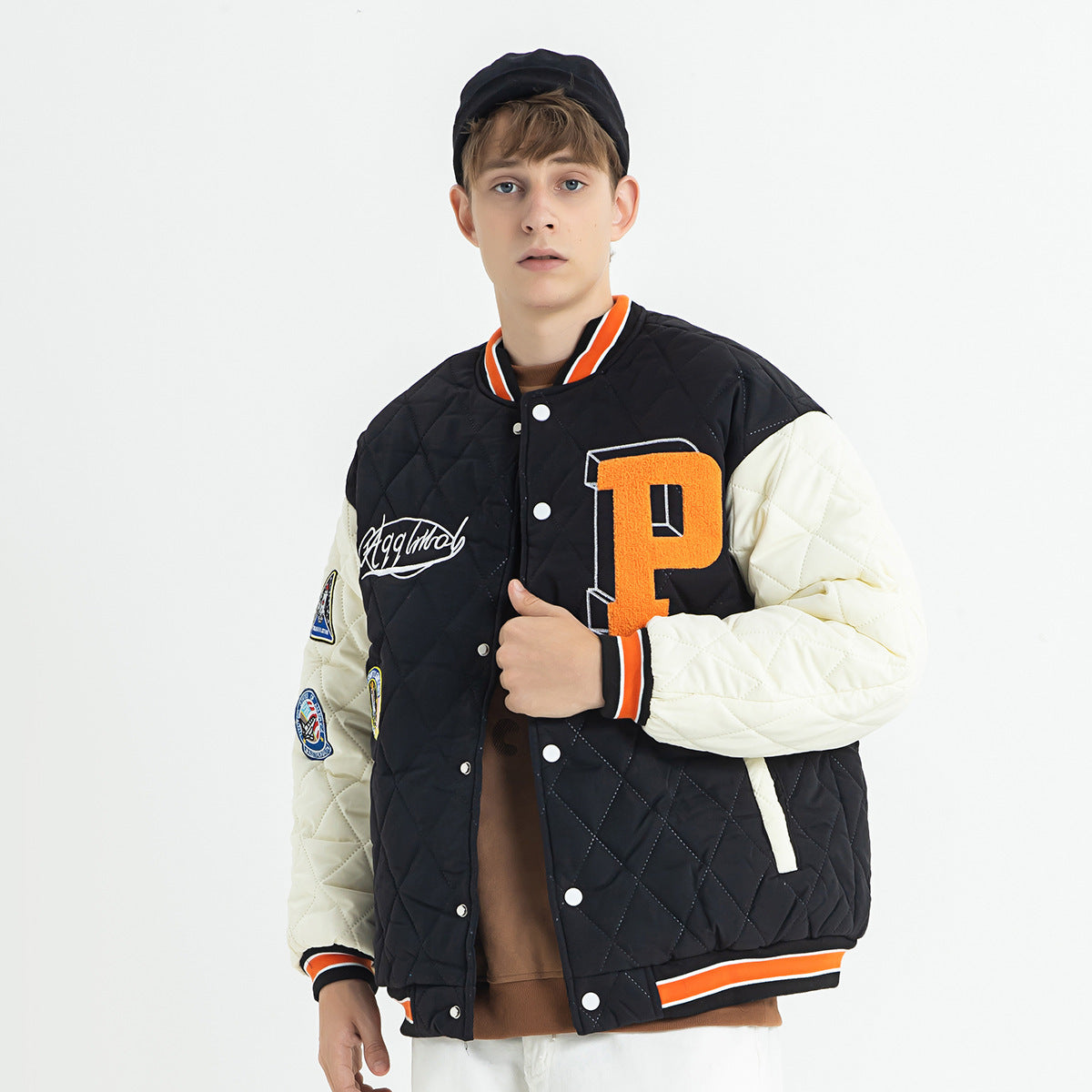 Winter New Down Embroidered Cardigan Baseball Jacket