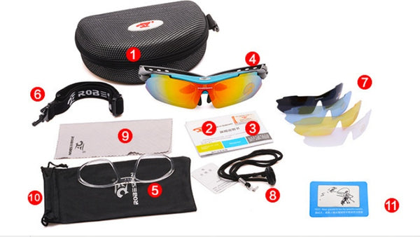 [11 IN 1] Sports Sunglasses UV Protection-5 Lenses, Headband, Storage Bag & Case