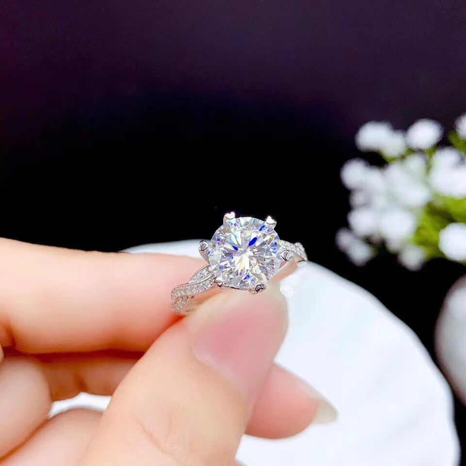 D Color Moissanite Ring Live Mouth Women's