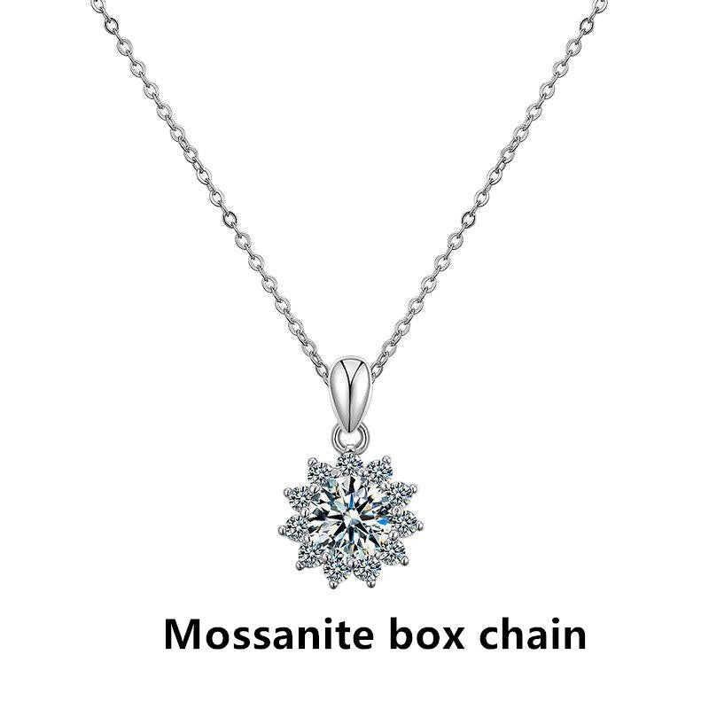 Moissanite Sun Flower Necklace 925 Sterling Silver