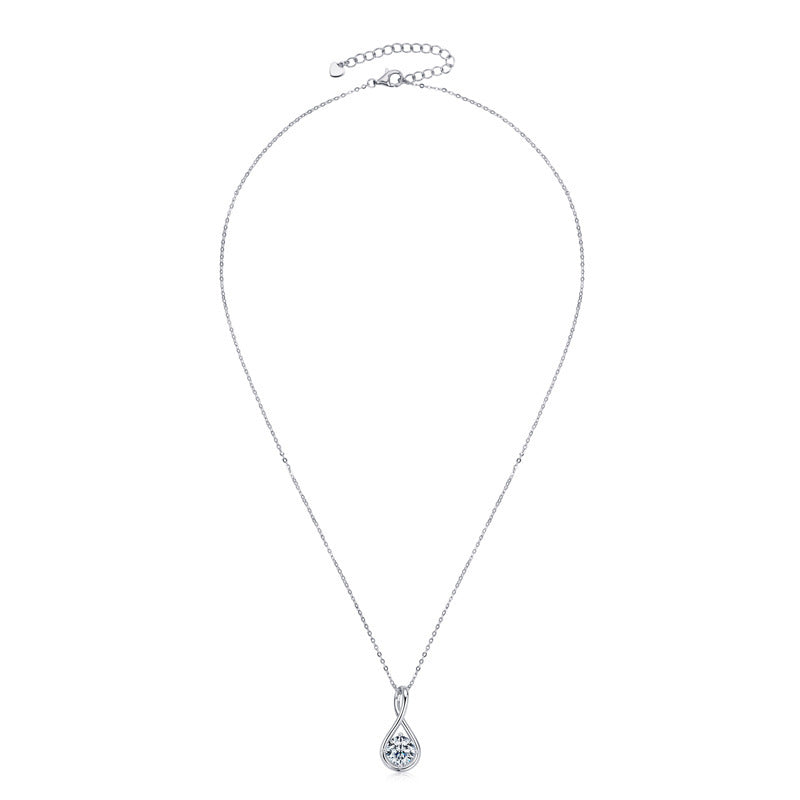 Necklace Fashion Silver Moissanite Drop-shaped Ladies