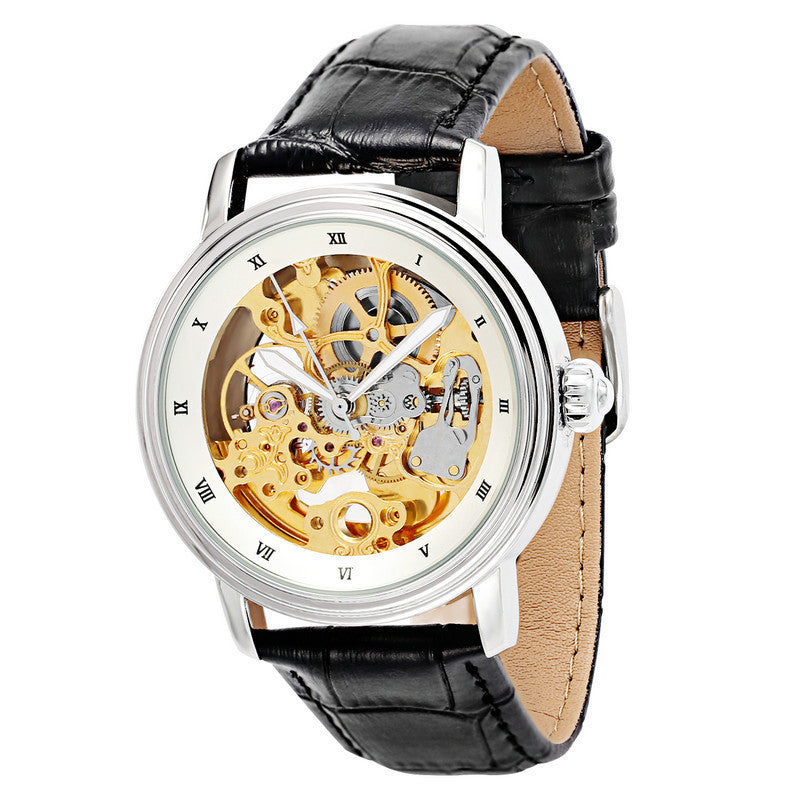 Women's Automatic Mechanical Skin With Transparent Hollowed Out Water Watch