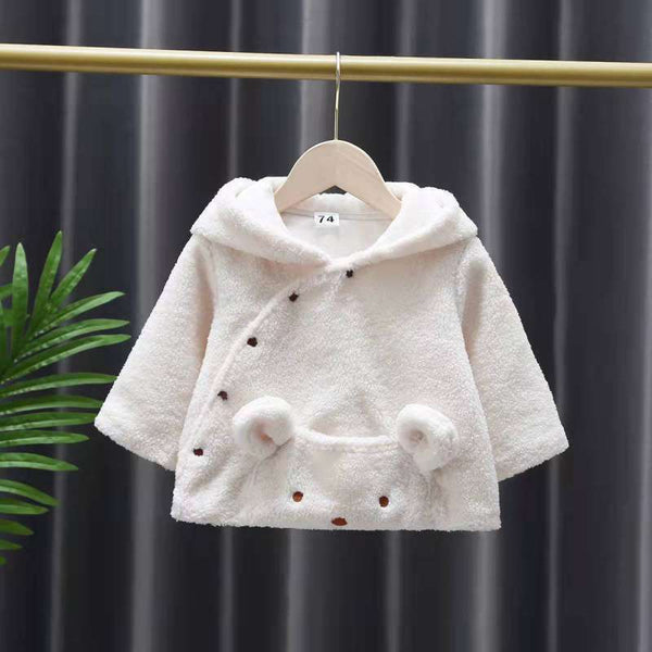 Girls' Coat Autumn And Winter Infant, Baby New Fairy Korean Style Velvet Padded Thickened Top Children's Hoodie Trench Coat