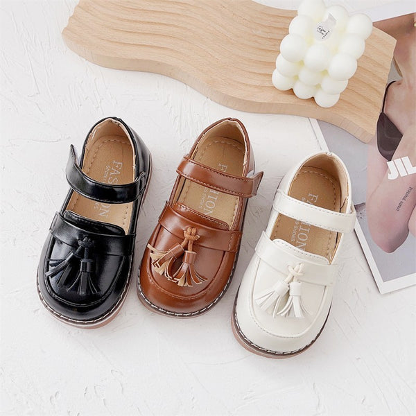 British Style Little Girl Leather Shoes Soft Bottom Baby Doug Single-layer Shoes Female