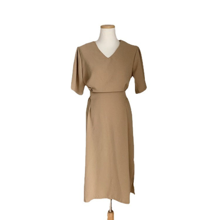 Tea Break French Niche Dress With Waist And Fried Street Design