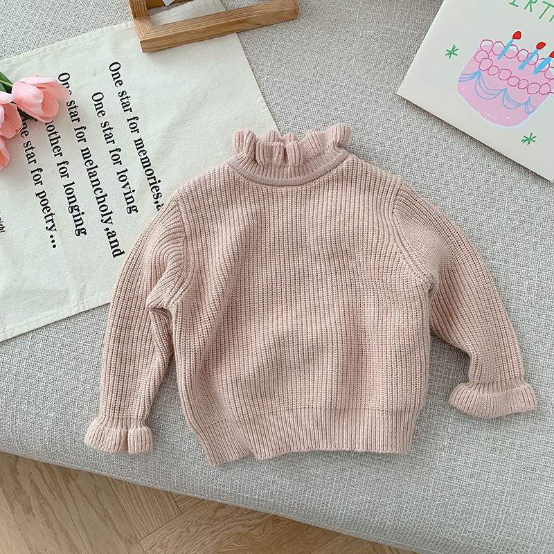 Autumn And Winter Children's Clothing Baby Solid Color Knitwear Children Half Turtleneck Bottoming Shirt