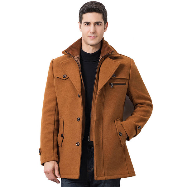 Autumn And Winter New Men's Woolen Coat Man Pair Collar Coat Wholesale Cross-border Supply Wish Amazon Men's Clothing