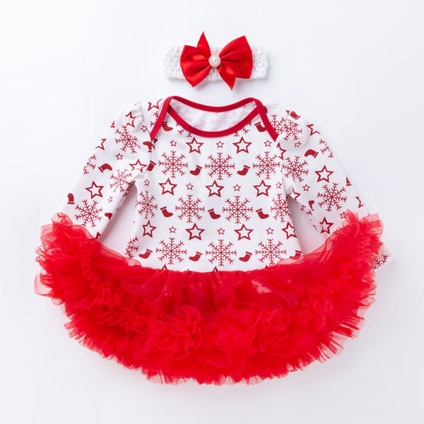 Baby Christmas Clothing Snowflake Long Sleeve Baby's Gown