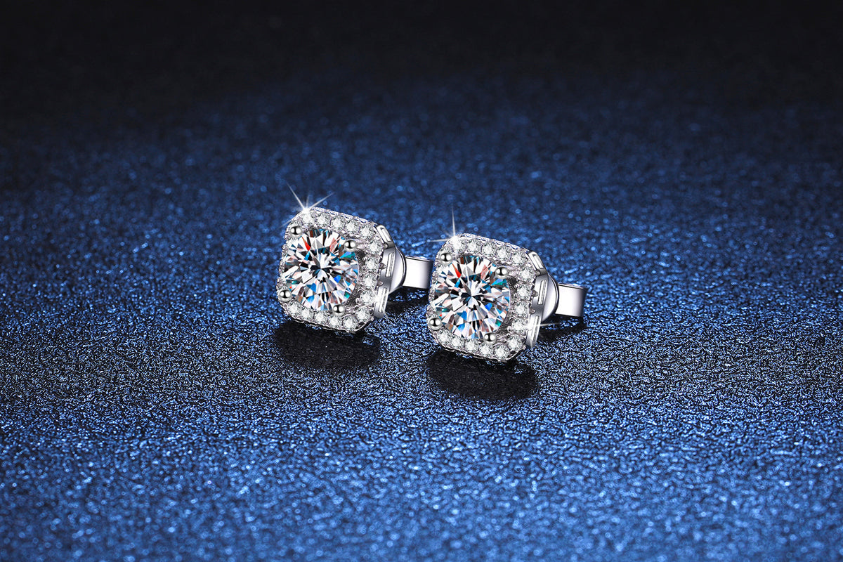 Women's Moissanite Sterling Silver Earrings