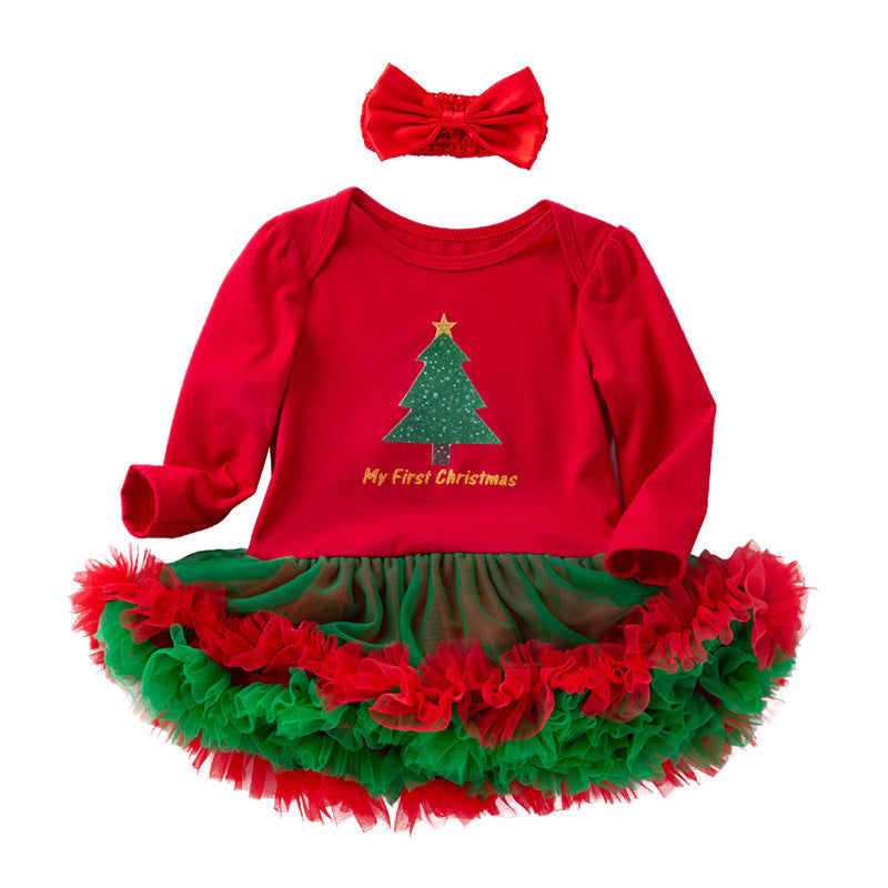 Baby Christmas Clothing Snowflake Long Sleeve Baby's Gown