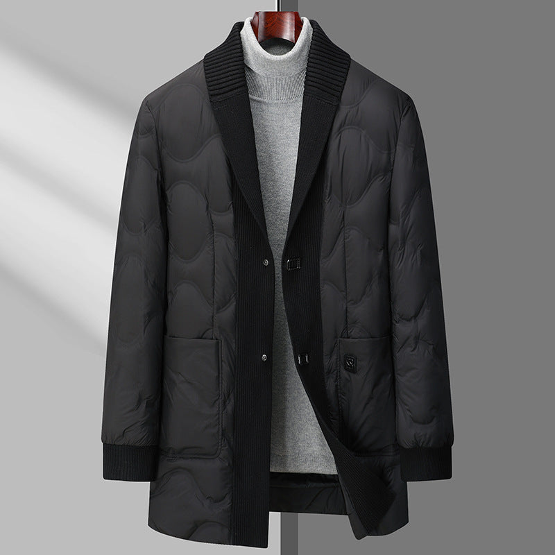 Light Luxury Men's Mid-length Down Jacket Dad Wear Winter Youth