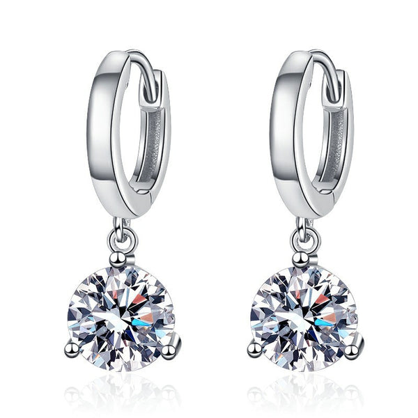 European And American S925 Sterling Silver Earrings Moissanite