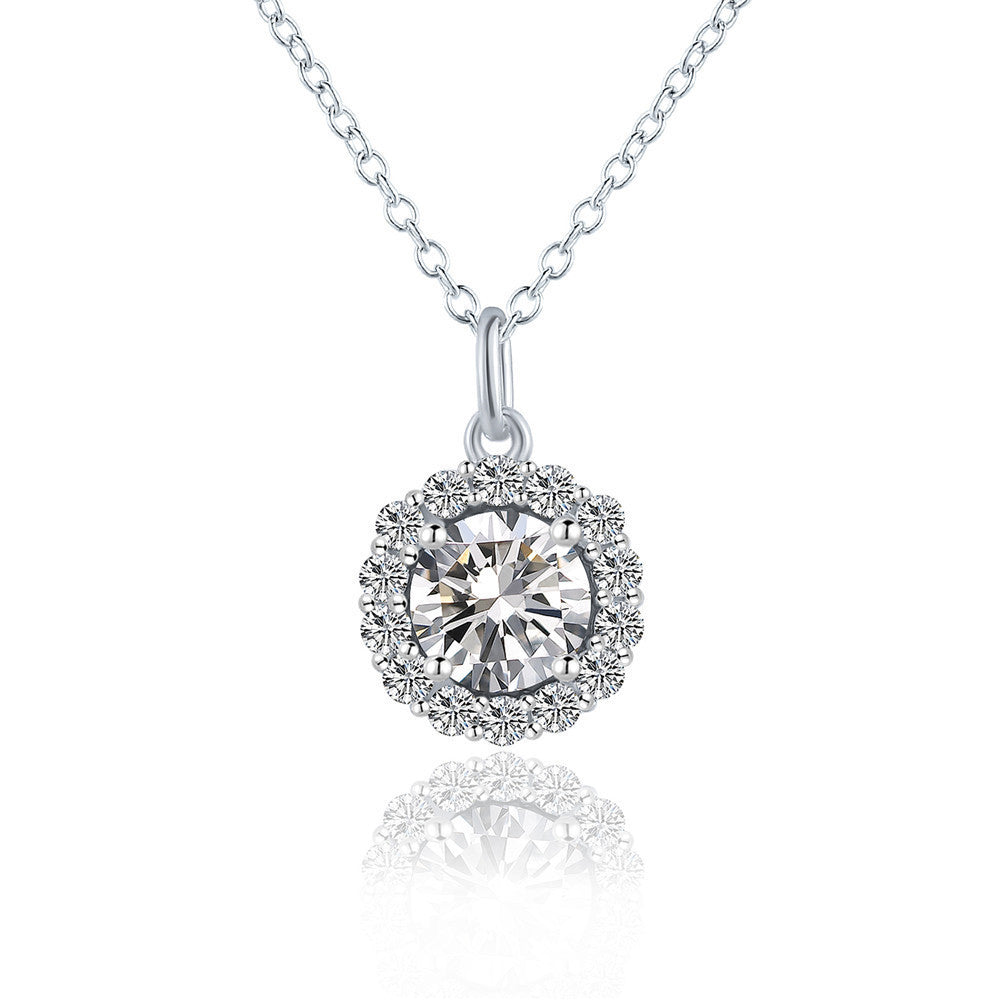 1 Karat Moissanite Pendant Round Bag Necklace